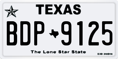 TX license plate BDP9125