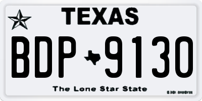 TX license plate BDP9130