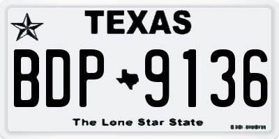 TX license plate BDP9136