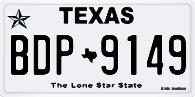 TX license plate BDP9149