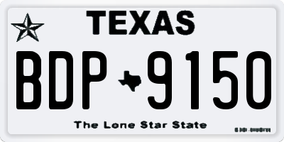 TX license plate BDP9150