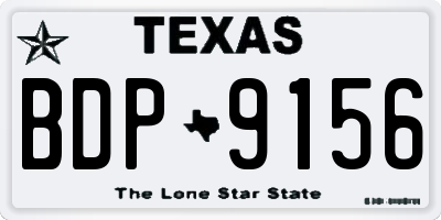 TX license plate BDP9156