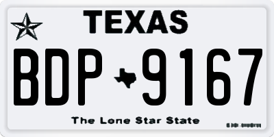 TX license plate BDP9167