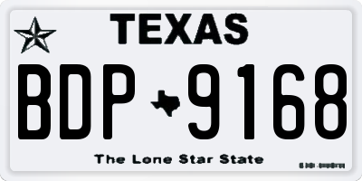 TX license plate BDP9168