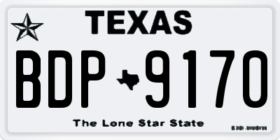 TX license plate BDP9170