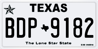 TX license plate BDP9182