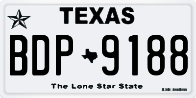 TX license plate BDP9188