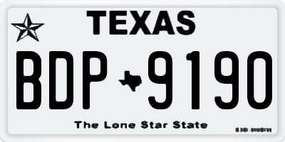 TX license plate BDP9190