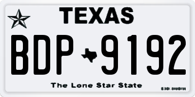 TX license plate BDP9192