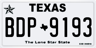 TX license plate BDP9193