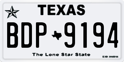 TX license plate BDP9194