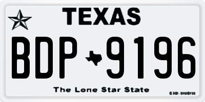 TX license plate BDP9196