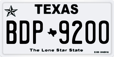 TX license plate BDP9200