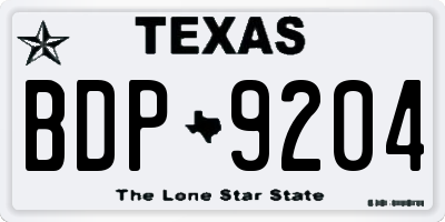 TX license plate BDP9204