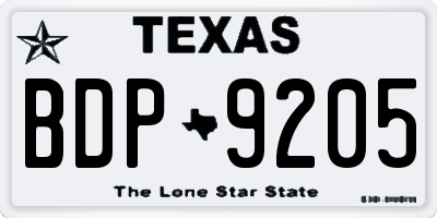 TX license plate BDP9205