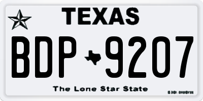 TX license plate BDP9207