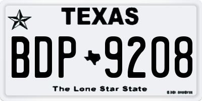 TX license plate BDP9208