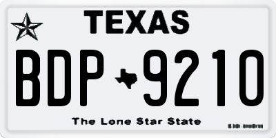 TX license plate BDP9210