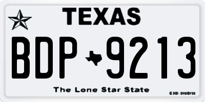 TX license plate BDP9213