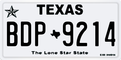 TX license plate BDP9214
