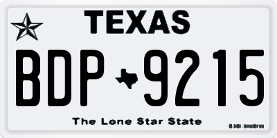 TX license plate BDP9215