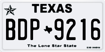 TX license plate BDP9216
