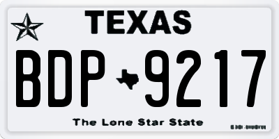 TX license plate BDP9217