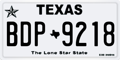 TX license plate BDP9218