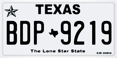 TX license plate BDP9219