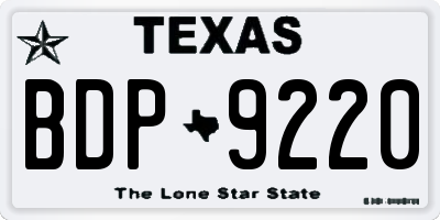 TX license plate BDP9220