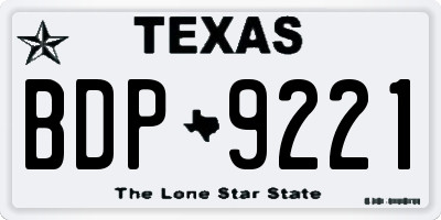 TX license plate BDP9221