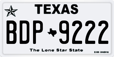 TX license plate BDP9222