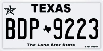 TX license plate BDP9223