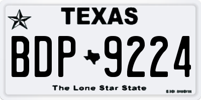 TX license plate BDP9224