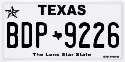 TX license plate BDP9226