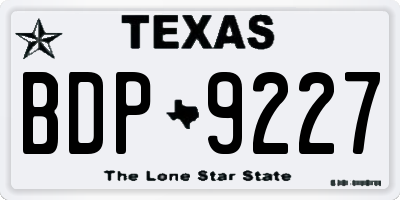 TX license plate BDP9227