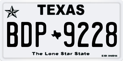 TX license plate BDP9228