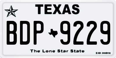 TX license plate BDP9229