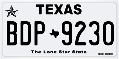 TX license plate BDP9230