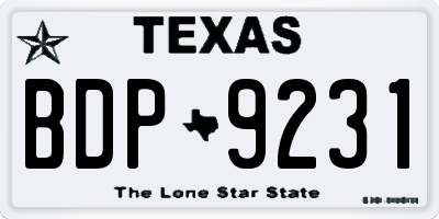 TX license plate BDP9231