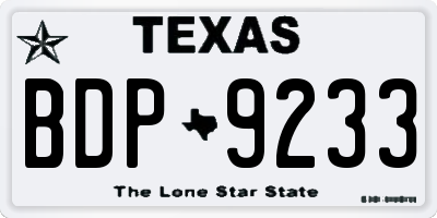 TX license plate BDP9233