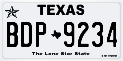 TX license plate BDP9234