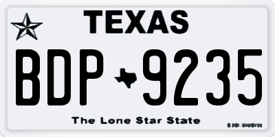 TX license plate BDP9235