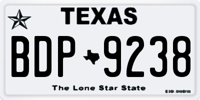 TX license plate BDP9238