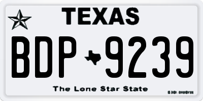 TX license plate BDP9239