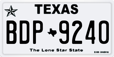 TX license plate BDP9240