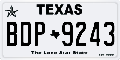 TX license plate BDP9243