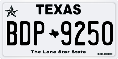 TX license plate BDP9250