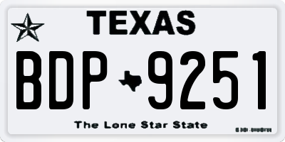 TX license plate BDP9251