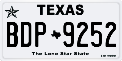 TX license plate BDP9252